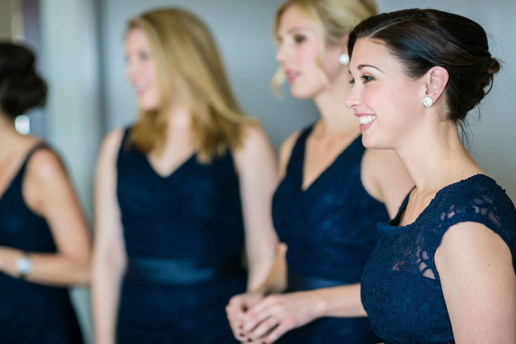 Navy blue lace bridesmaid dresses | A Blue and Pink Rock 'n Roll Wedding
