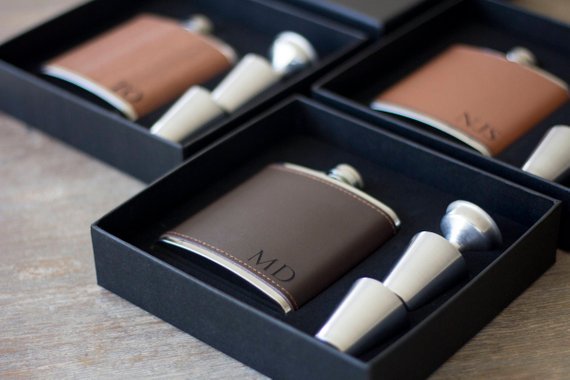 leather-covered flask | 16 Best Man Gift Ideas from the Groom