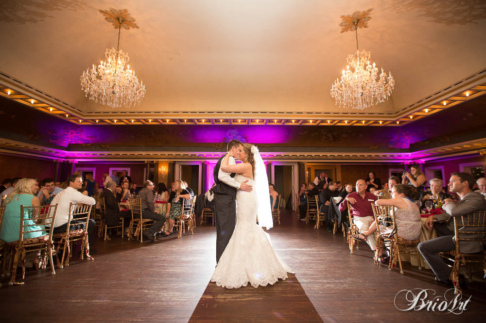 The first dance between the bride and groom in the Semple Mansion ballroom. | A Romantic Jewel-Tone Wedding