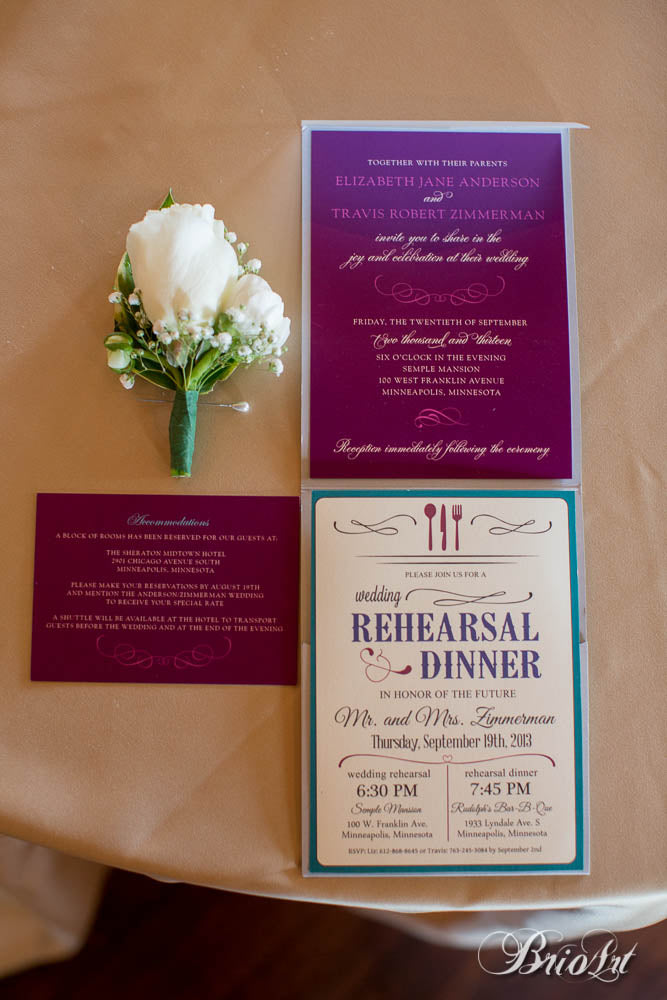 Purple and teal wedding invitations. | A Romantic Jewel-Tone Wedding