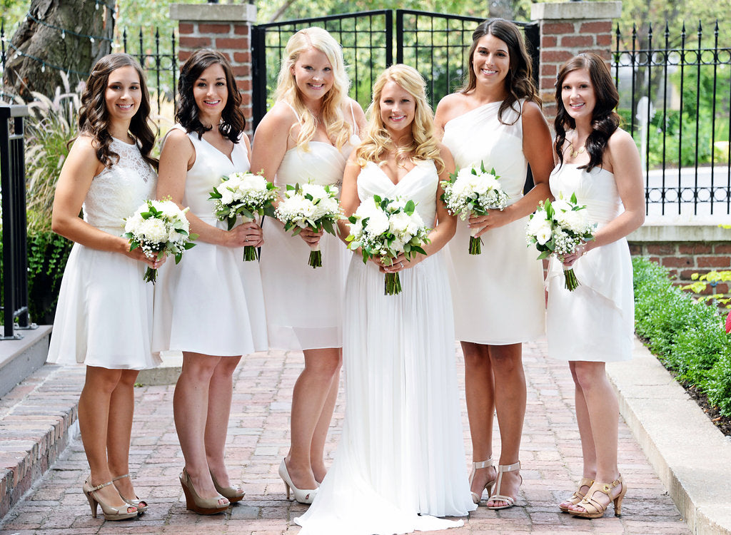 Have your girls wear the same color, but different style bridesmaid dresses | How to Nail the Mix and Match Trend