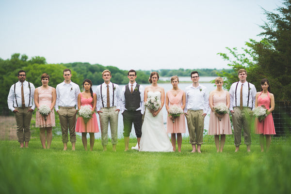 Blush and Coral Bridesmaid Dresses