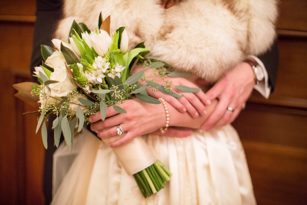 This bride had a classic, vintage look for her winter wedding. | A Romantic Winter-Themed Wedding