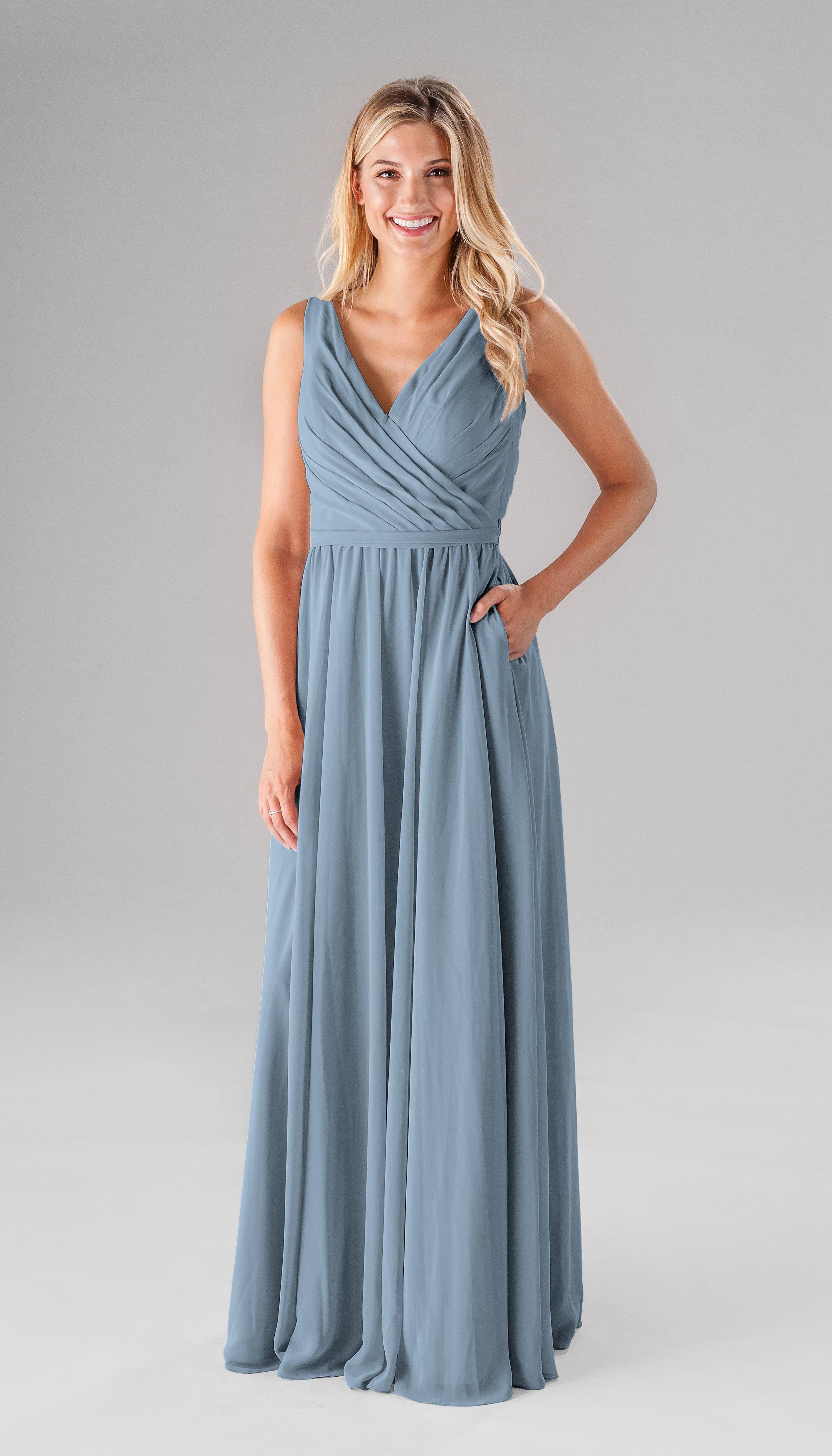 slate blue bridesmaid dress