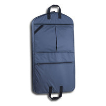Blue garment bag with two handels for dresses and suits