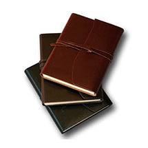 Leather travel journals in colors brown and black