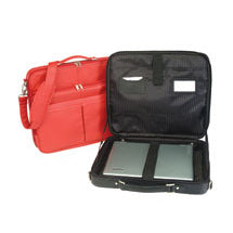 Travel padded laptop bags in colors black and orange