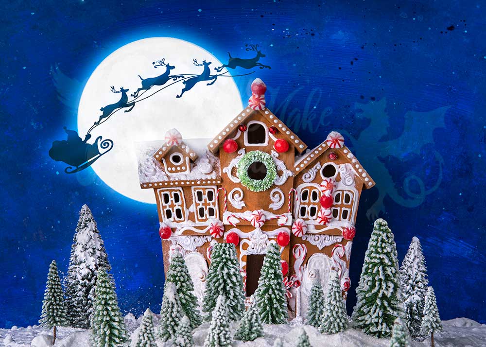 Kate Christmas Gingerbread House with Santa&Reindeers Backdrop Designe –  katebackdrop AU