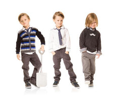 Deux Par Deux Petit Gentleman Boy's White Dress Shirt with Blue and Black Check Tie Fall 2014 - Rebelle Kids - 2