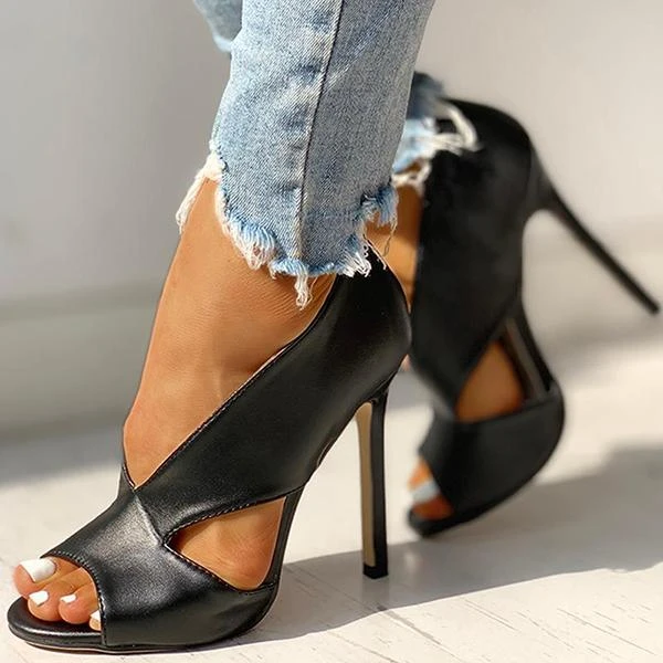 cutout peep toe thin heeled heels