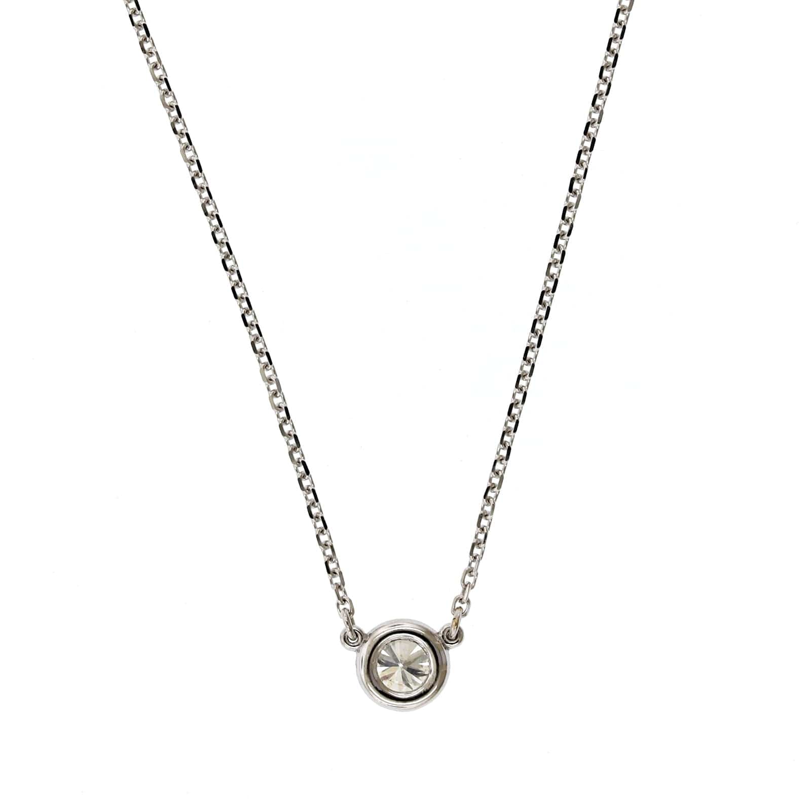 14k white gold diamond bezel necklace