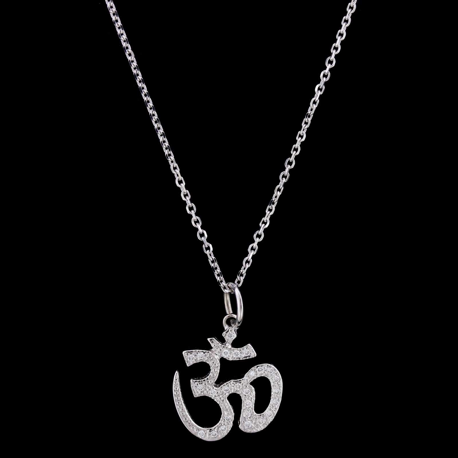 White gold sales om necklace