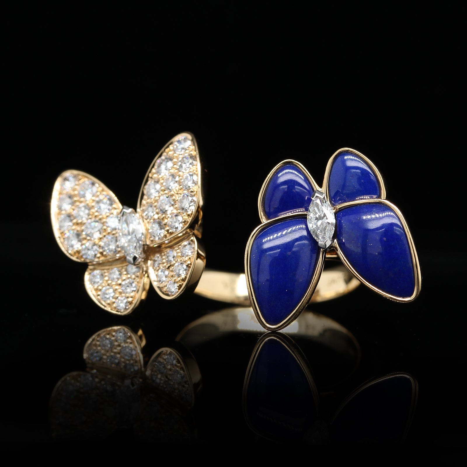 diamant Muildier verband Van Cleef & Arpels 18K Yellow Gold Estate 'Two Butterfly' Diamond and –  Long's Jewelers