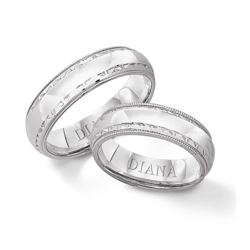 14k white gold etched edge wedding band by frederick goldman sku ...