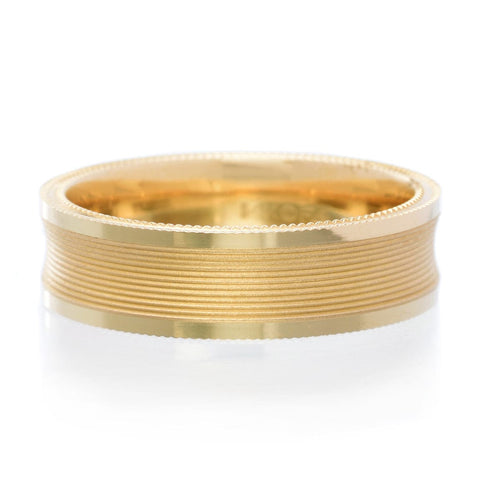 14K Yellow Gold Serrated Band with Milgrain