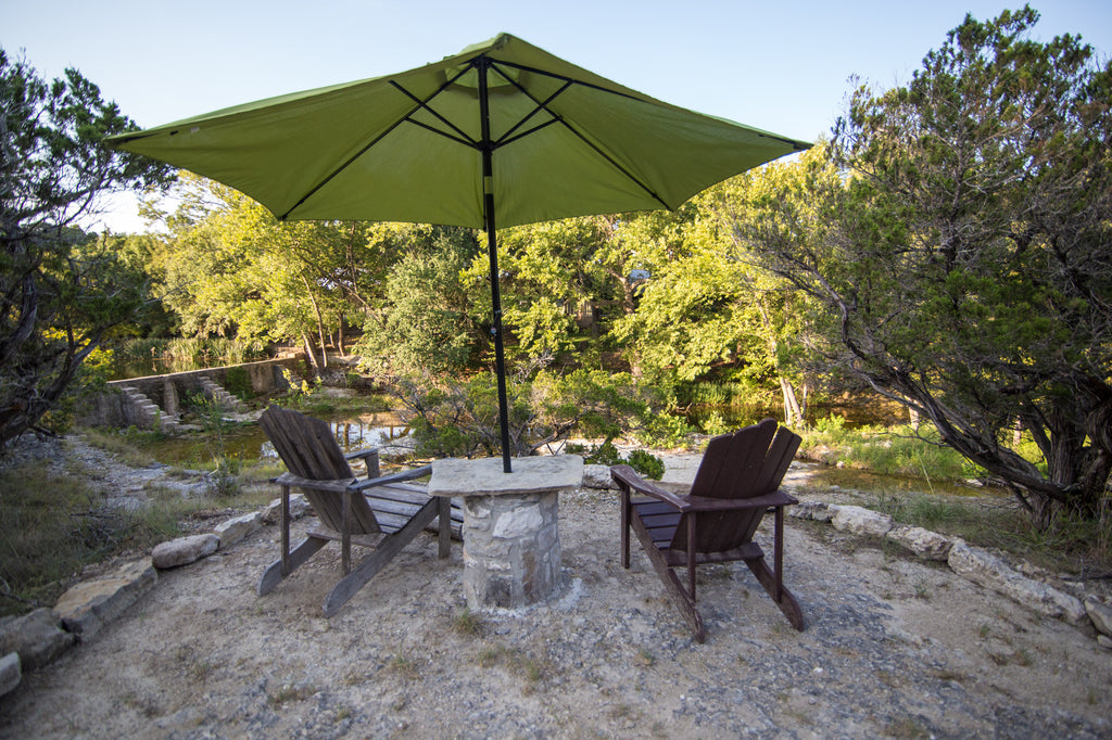 Seating Area Outside of Sinya on Lone Man Creek