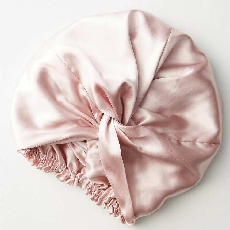 pink satin hair bonnet