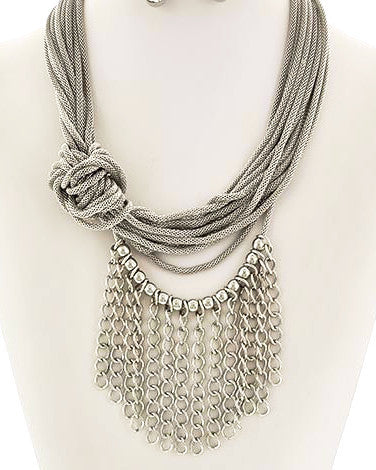 Side Knot Baby-Balls & Chains Necklace