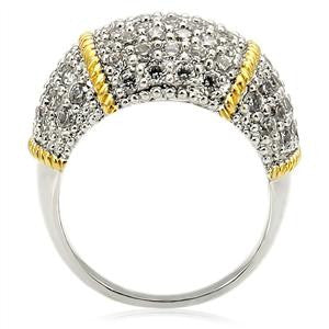 10Row Micro Pave Cz Diamond w/ Gold braid accent Cocktail  Dome Ring