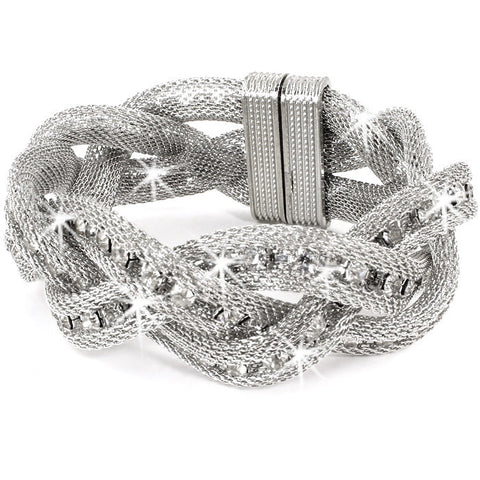 Mesh Braid Pave Crystal Tennis Bracelet