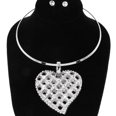 Huge Pave Crystal Heart Slide Pendant