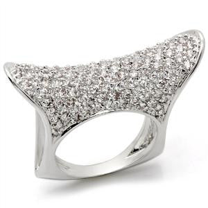 Contemporary Micro Pave Cz Diamond Cocktail Right Hand Ring