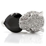 Black Heart Panther Cz Ring