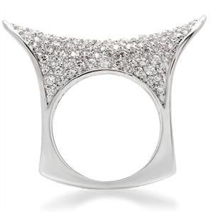 Contemporary Micro Pave Cz Diamond Cocktail Right Hand Ring