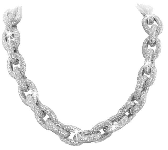 Straight Flush Pave Crystal Medium Chain Link Tennis Necklace