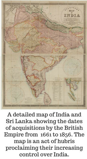 A map of India by the East India Company showing British influence