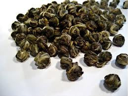 jasmine dragon pearls, green tea, loose tea, loose green tea