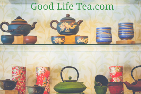 Good Life Tea interior shot showing Cast Iron Tea pots