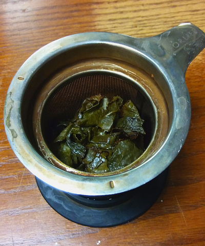 loose tea leaves brewed