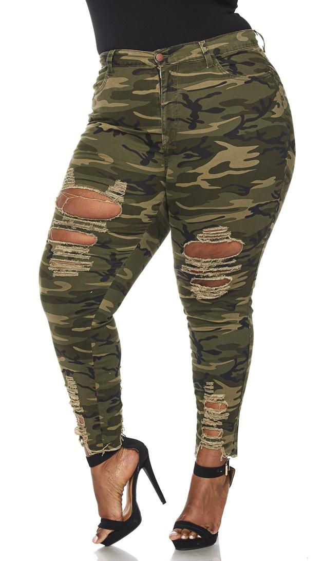 plus size camouflage jeans