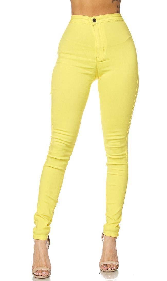 yellow high waisted jeans