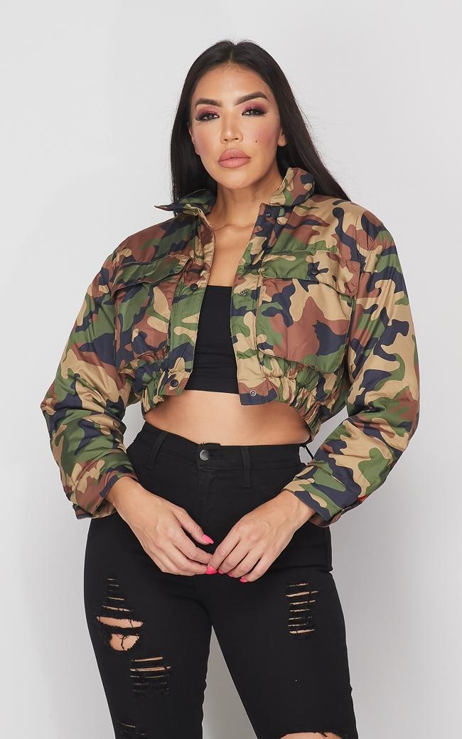 crop top camo jacket