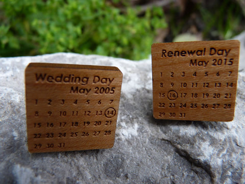 Wedding date & Wedding renewal date cufflinks