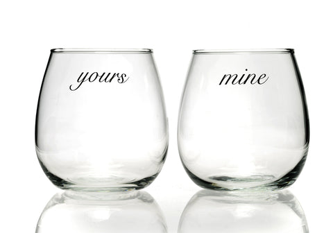 Yours Mine Glasses - Snowden Flood Oxo Studio Shop - Number 2 of our 5 top wedding gifts ideas.  www.snowdenflood.com