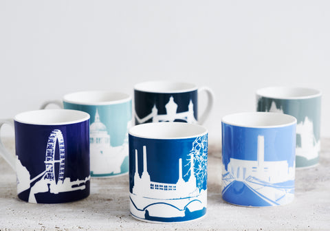 London Landmark River mugs - Snowden Flood Oxo Studio Shop - Number 3 of our 5 top wedding gifts ideas.  www.snowdenflood.com