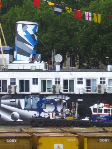 Dazzle Ship HMS President opposite Snowden Flood studio