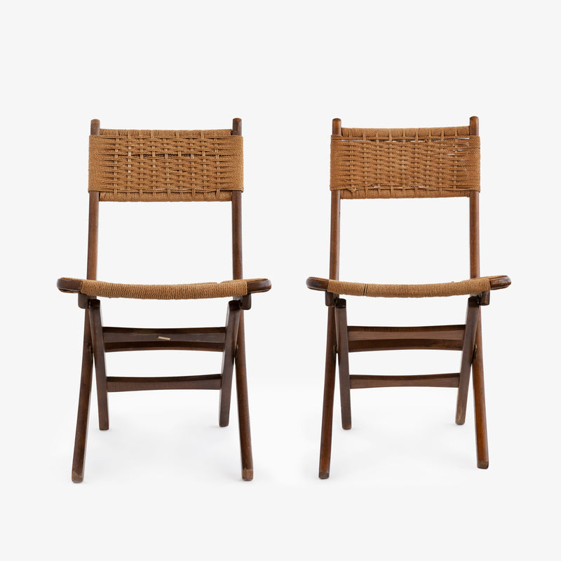 Style of Hans Wegner Jute Weave Chairs - Set of 2