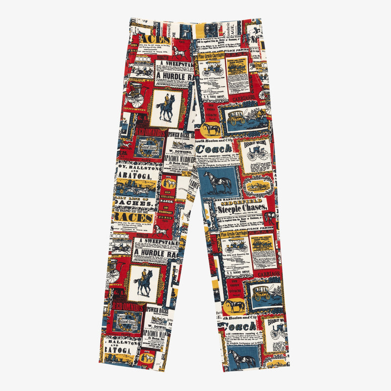 Jeff Corbin Horse Racing Print Pants