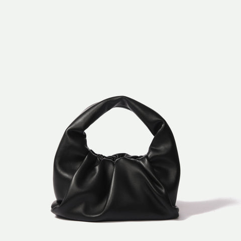 Marshmallow croissant bag in soft leather, Black - 