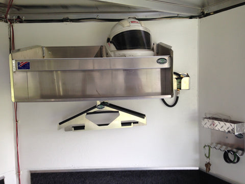 enclosed trailer helmet bay with trailer coat hanger and key chain caddie