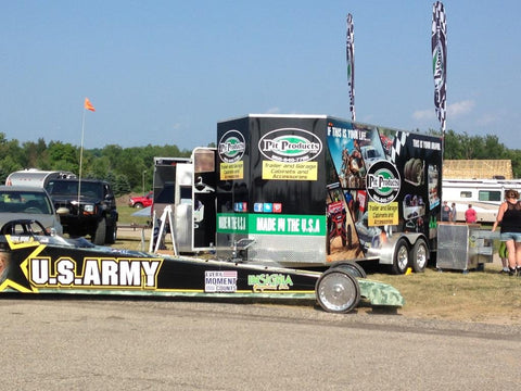 sand dragster with pit products demonstration trailer