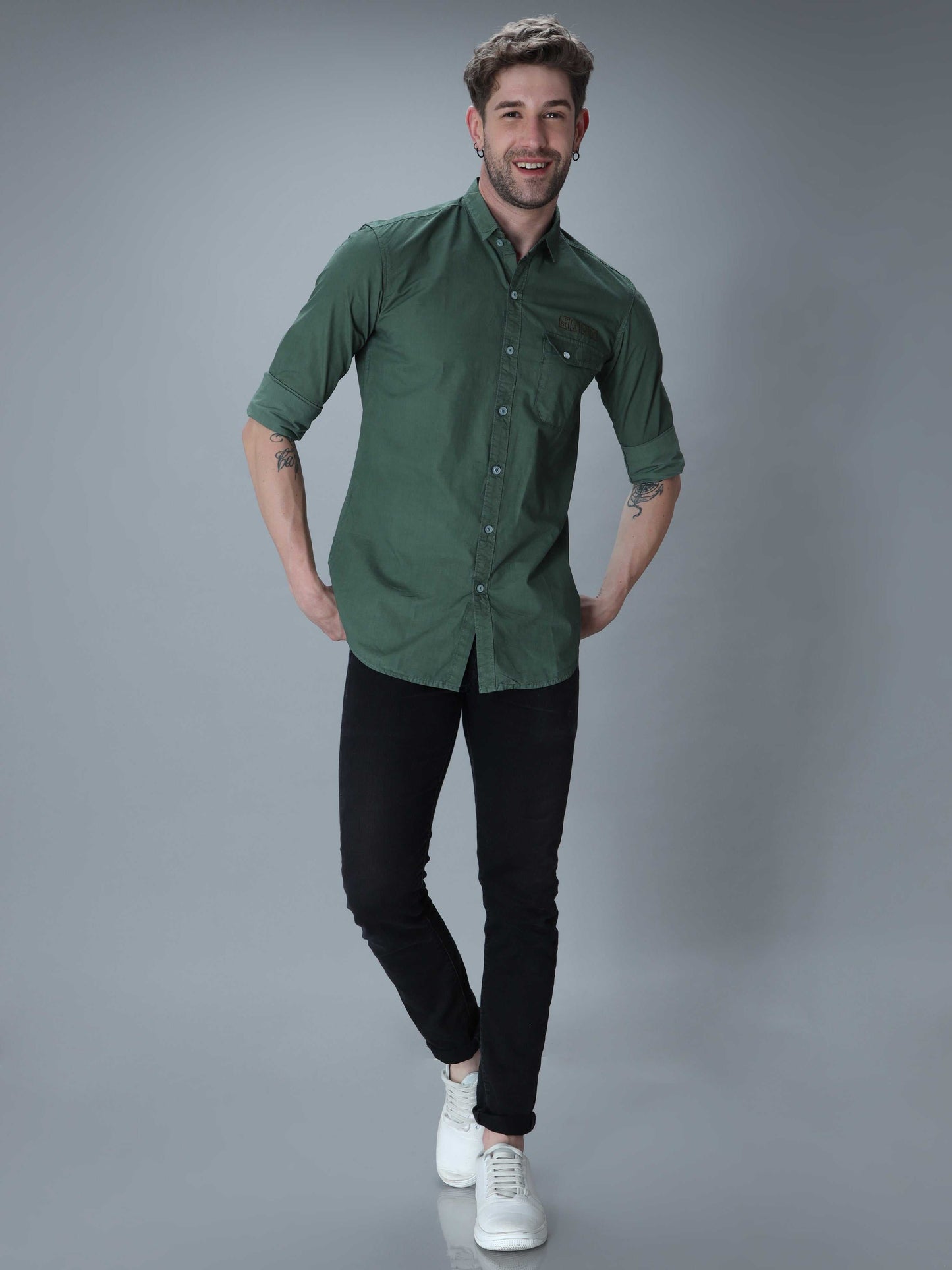 Men Dark Green Heavy Washed Shirt Shirts 799.00