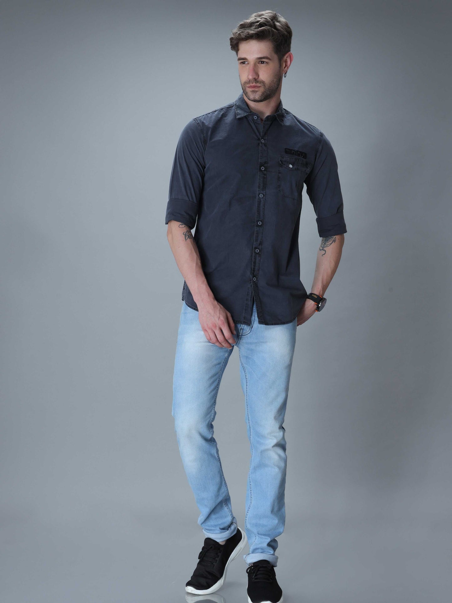 Men Grey Heavy Washed Shirt Shirts 799.00