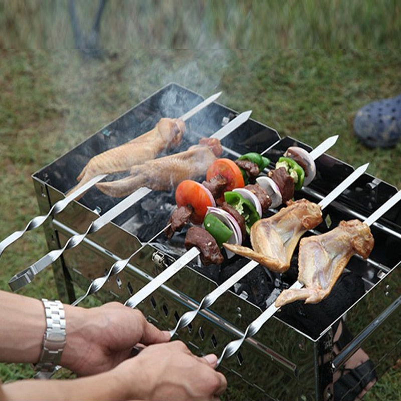 vasthouden Reageer lijn Barbecue Skewer Sticks Barbecue Forks Set Long Handle Skewers Flat –  Kitchen Groups