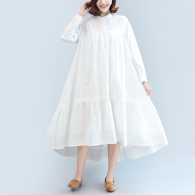 white casual cotton dresses plus size 