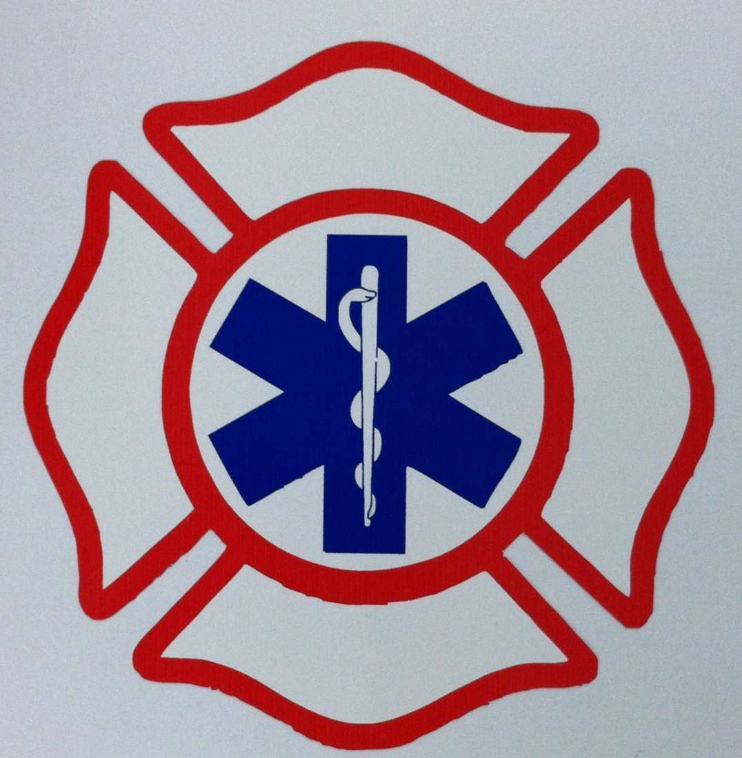 Maltese Cross with Star of Life 3.75 Inch Decal